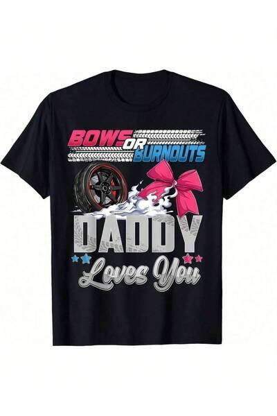 799 تي شيرت بطبعة "Burnouts Or Bows" لحفلات الكشف عن جنس المولود، تي شيرت للأ...