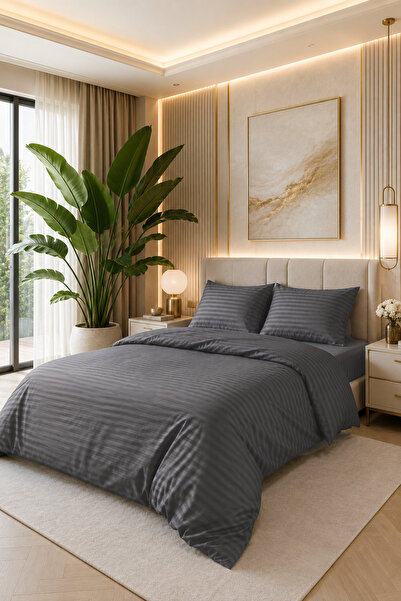 Karden Flower طقم غطاء لحاف مزدوج مخطط من القطن الساتان بنسبة 100% من Aurelia...