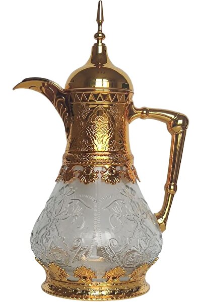 Generic إبريق قهوة على الطراز العربي، سعة كبيرة 1.6 لتر، وعاء حراري ذهبي، تصم...