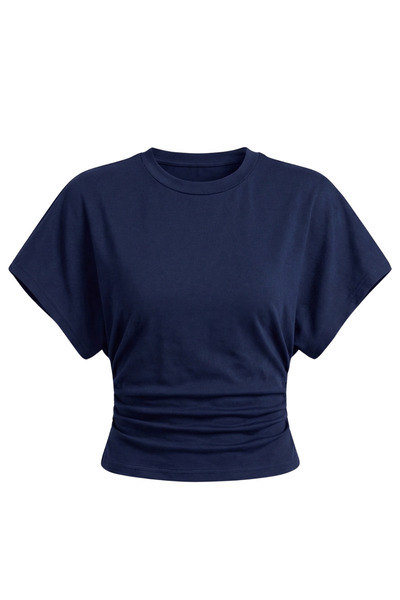GENIUS STORE Women's Bat Sleeve Blouse Basic Waist-Seat Crop Blouse