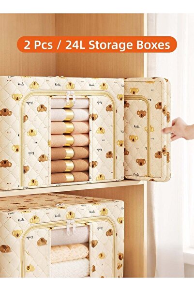 SOFTEN SOTEN 2 Pcs Kids Storage Boxes with Lids, Foldable Toy Organizer with ...