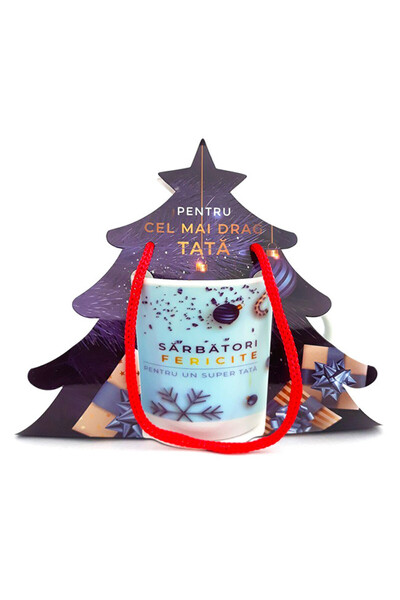 velve Cana din ceramica cu desene de Craciun si dedicatie pentru tata