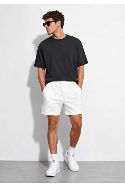 MCSPORT %100 PAMUK YAN CEPLİ ELASTİK BELLİ JOGGER BERMUDA ŞORT