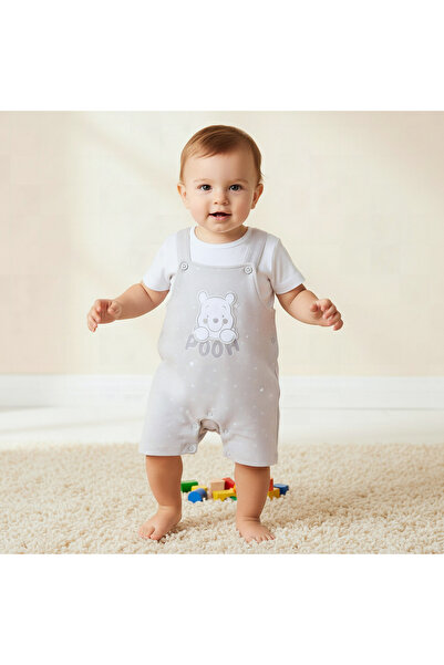 Disney Round Neck Short Sleeves T-shirt and Dungaree Set with Winnie the Pooh...