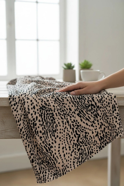 Akbaşlar Modern Patterned Polyester Elastane Knitted Fabric |   1 Meter |   L...