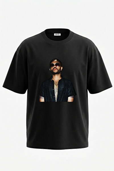 Anetos The Weeknd_51 Design Printed Oversize Black T-Shirt