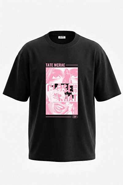 Anetos Tate Mcrae Design Printed Oversize Black T-Shirt
