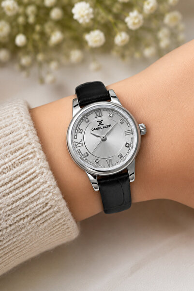 Daniel Klein Case Silver Cord Black Color 25 mm Women Wristwatch with Gift Pa...