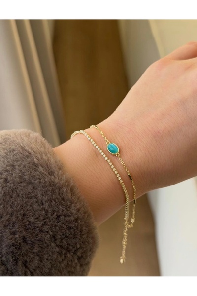 Nazellaa Gold Plated Natural Stone Steel Bracelet