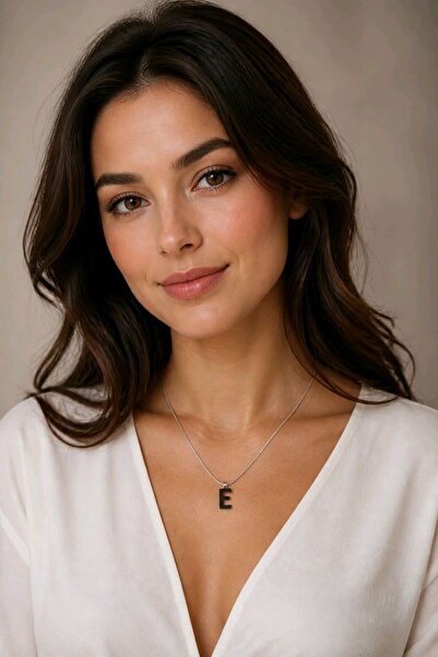 Monalisa Home Silver Color Steel Letter''E'' Flat Chain Necklace