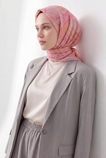 Silk Home Soft Scarf Geometric Pink
