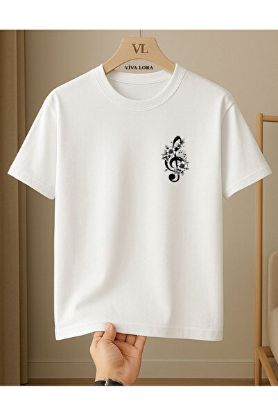 VİVA LORA Heart Rhythm Switch Printed 100% Cotton Crew Neck Regular Unisex T-...
