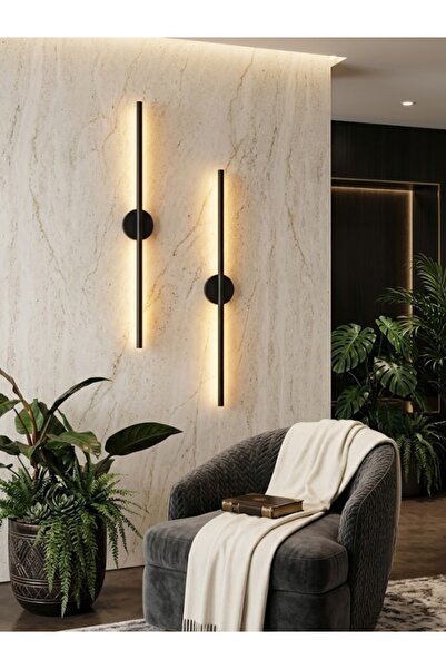 Generic Brand 3-Color Minimalist LED Wall Sconce - Black Slim Stick Light Fix...