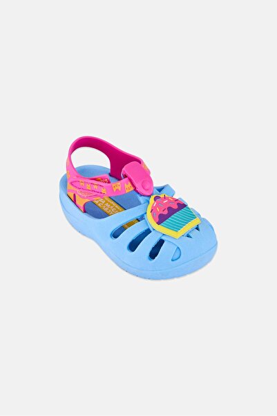 Grendene Toddlers Girl Graphic Print Velcro Closure Sandals, Blue