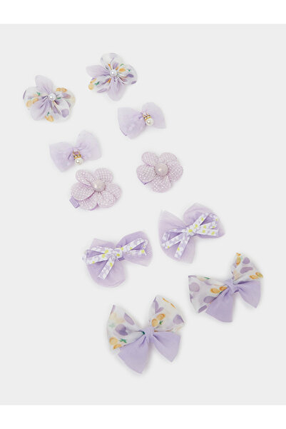 Styli Pack Of 10 - Girls Purple Embellished Hair Clips