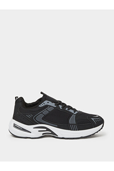 Styli Black Printed Panel Sporty Sneakers