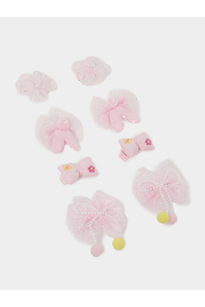 Styli Pack Of 8 - Girls Pink Embellished Hair Clips