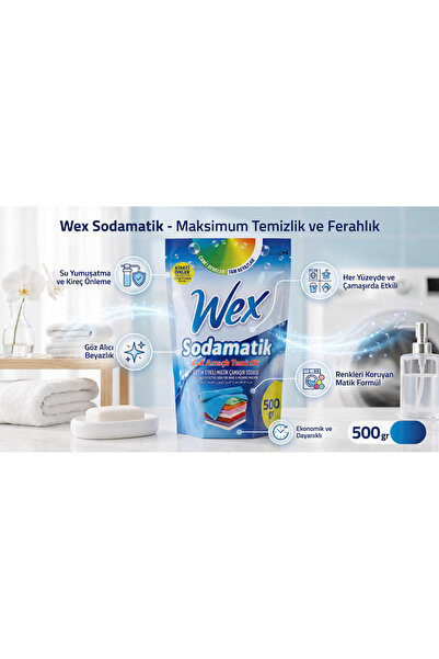 WEX Sodamatik Çamaşır Sodası 500 Gr - Optik Etkili Çok Amaçlı Temizlik Çok Am...