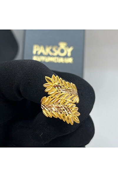 paksoy kuyumculuk Başak Yaprak Kalemli Sıralı Altın Yüzük 22 Ayar 5.35 Gram K...