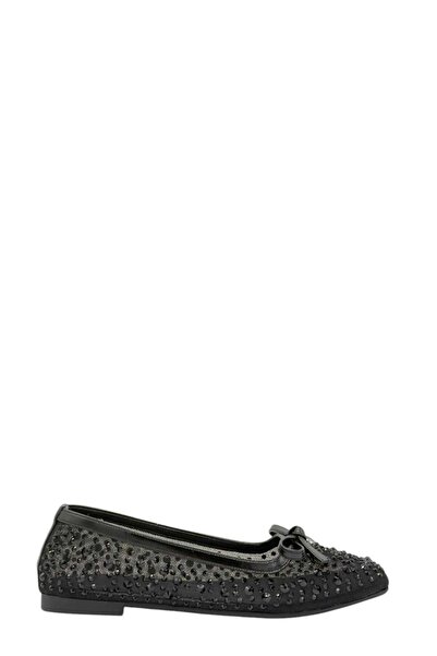 Moulin Shoes حذاء باليه نسائي أسود بمقدمة حجرية