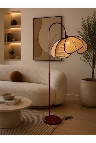 Emg DesiGn Çiçek Başlıklı Lambader Hareketli Başlık Modern Dekoratif Oturma O...
