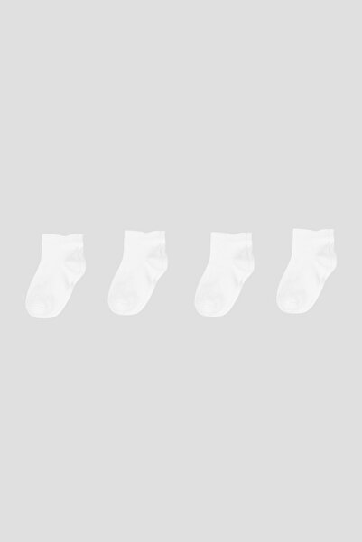 Defne Baby Set of 4, 8 Pairs of Unisex White Booties Socks