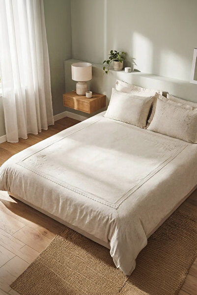 Ecocotton طقم غطاء لحاف من الساتان مصنوع من القطن العضوي بنسبة 100% باللون ال...