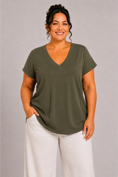 Paw Garage Women's Plus Size Casual Blouse - Front Back V-Neck Short Sleeve B...