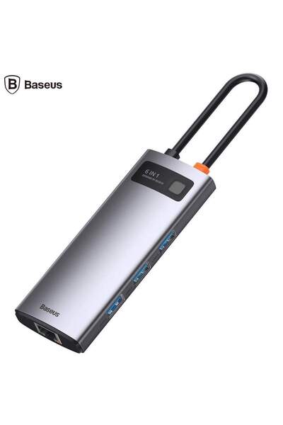 Baseus Stație de andocare Metal Gleam, conectare PC USB Type-C, Gri