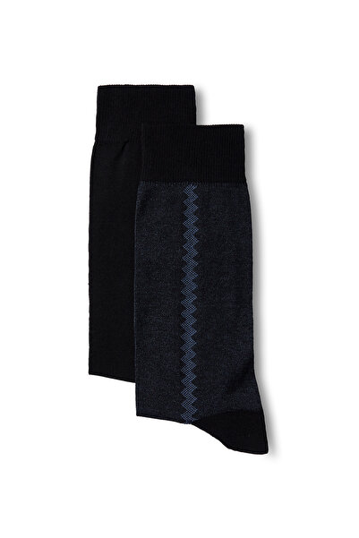 Kiğılı Set of 2 Cotton Lycra Flexible Patterned Thin Socks