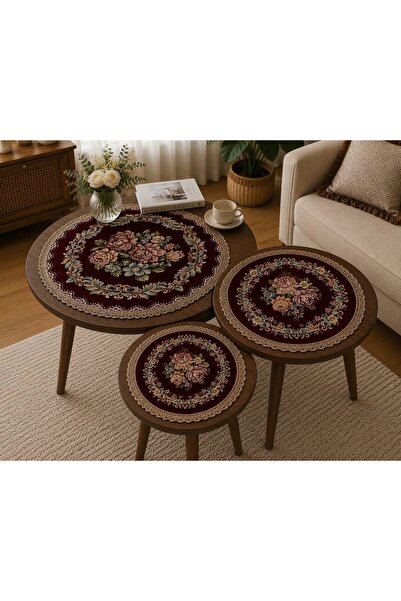 Yeshome Collection غطاء فسكوس رويال بوكيه شينيل 3 قطع 1X (50x دائري) - 1X (40...