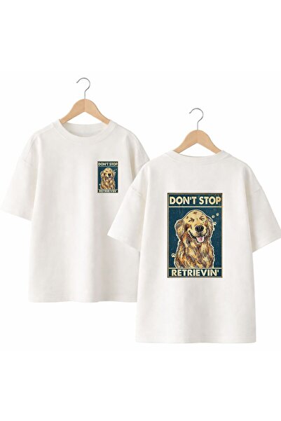 playwear Tricou Dont Stop Colden cu imprimeu pe spate și pe piept, 100% bumba...