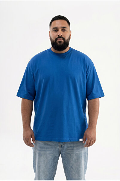 Machinist Men's Large Size Basic T-Shirt Saks Blue