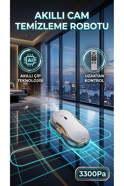 FİCOM TEKNOLOJİ Otomatik Cam Silme Robotu Akıllı Vakumlu Pencere Temizleme Ro...