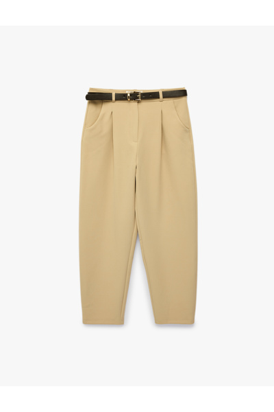 Koton Carrot Cut Pants with Belt Detail and Ankle-Length Pockets