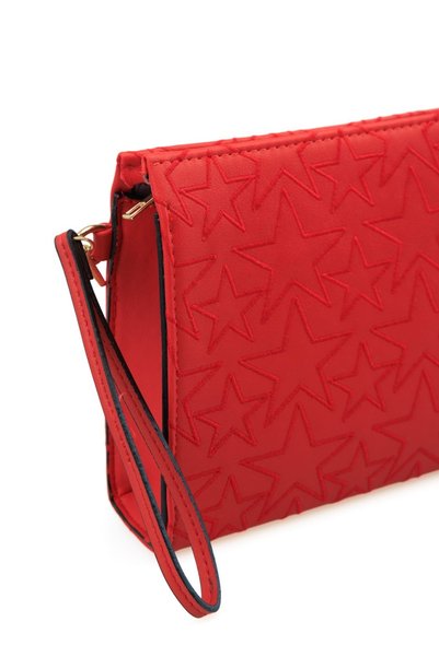 COUPELLA Star Embroidered Women's Handbag – Zippered Makeup and Organizer Handbag with Wrist Strap (Clutch)