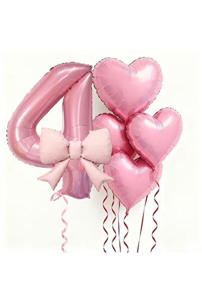 ÇITIPITISTORE Pink Number Bow Heart Birthday Age Celebration Party Set