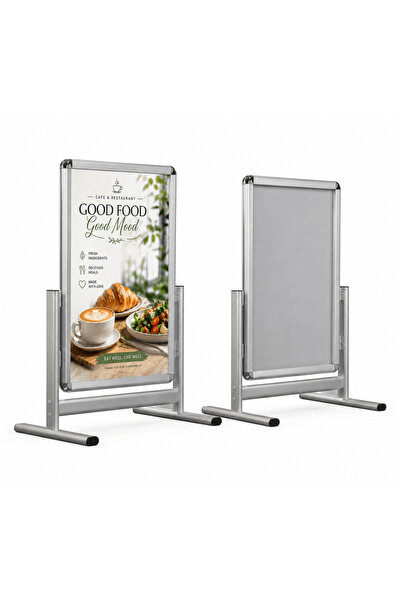 reklam etkisi Pano Alüminyum Kaldırım Poster Maki Reklam Panosu B2 (50 × 70 cm) - Çift Taraflı Ağır Taban