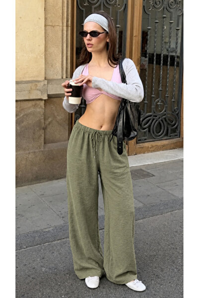 DAMGA JEANS بنطلون نسائي صيفي من الكتان باللون الأخضر من Ayrobin
