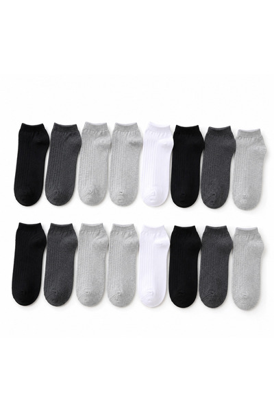 WALTAŞ Black Arden 8 Çift Unisex Patik Çorap Pamuklu Sneaker Görünmez Lakos Ç...