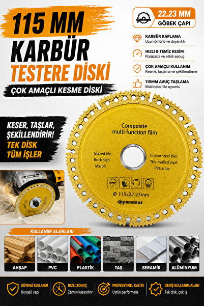 SENBANG 115 mm Karbür Elmas Çok Amaçlı Kesme Diski 22.23 mm Spiral Taşlama Ma...