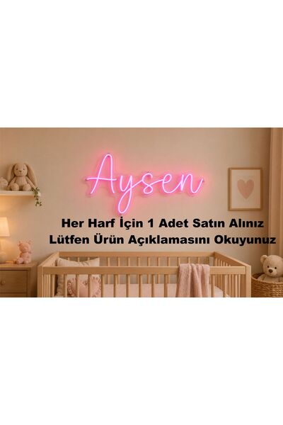 Prime Neon İsim Neon Tabela Şeffaf Zemin Adaptör Dahil Kişiye Özel Tabela