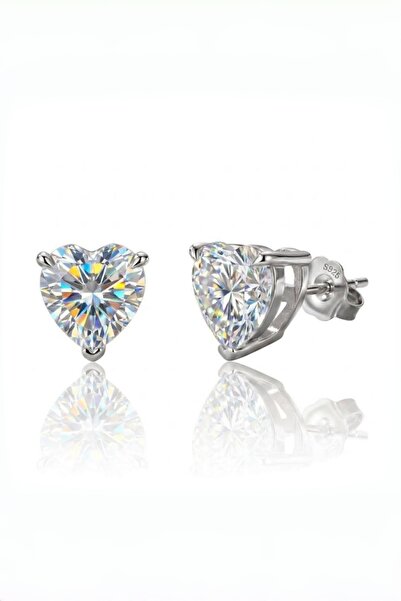 MEETMAY 18K Thick Gold Plated S925 Silver Heart Cut Moissanite Stud Earrings ...