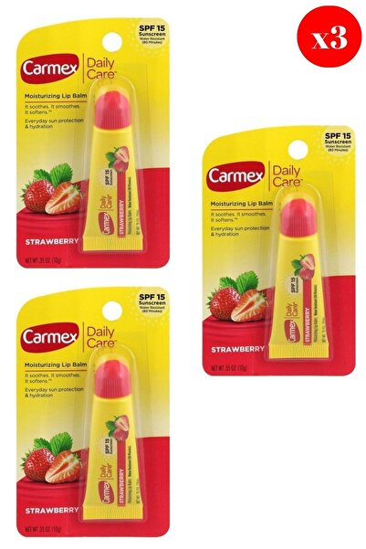 Carmex مرطب الشفاه في أنبوب بعامل حماية من الشمس بنكهة الفراولة 10 جرام × 3 قطع