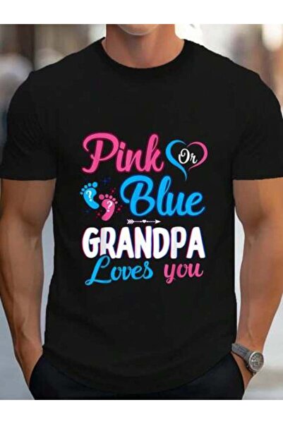 9TAY تي شيرت من القطن بنسبة 100% باللون الوردي أو الأزرق بطبعة "Grandpa Loves...