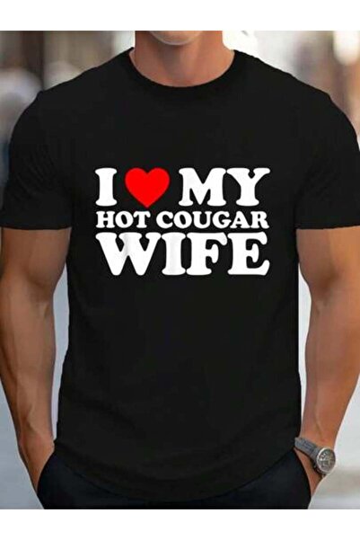 45 BPM قميص حب من القطن 100%، تي شيرت مطبوع عليه I Heart My Hot Cougar Wife، ...