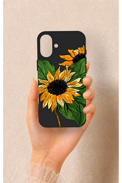Vip Case iPhone 16 Plus Uyumlu Ay Çiçeği Desenli Silikon Kılıf