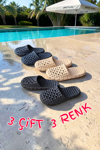 GEZER 3 Colors Eva Women's Home Bathroom Garden Pool Beach Slippers Set