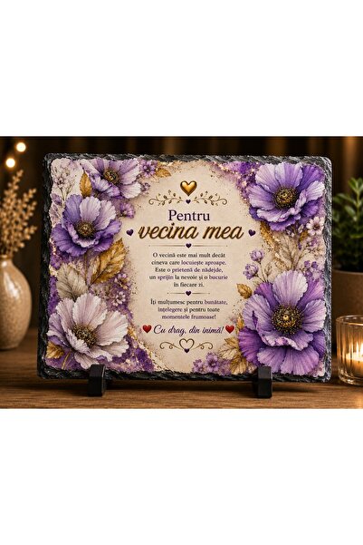 hiperborea Ardezie Personalizată –„Pentru vecina mea” – Cadou de suflet pentr...