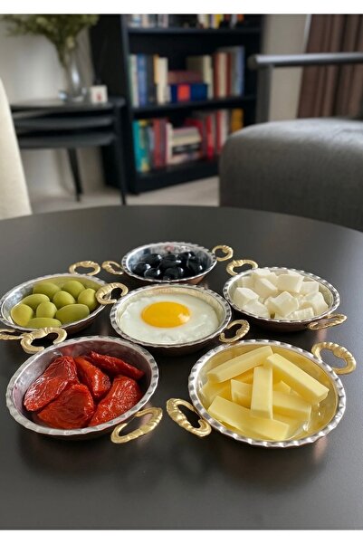 ÇİÇEKAVM 6’Lı Dövme Bakır Kahvaltılık,Çerezlik Seti